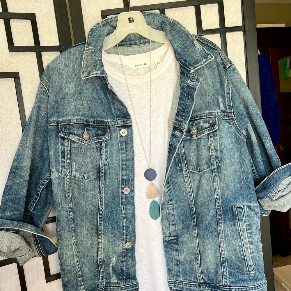 AG Jeans Adriano Goldschmied 17 Year Grouge Boyfriend Denim Jacket M - Picture 2 of 10